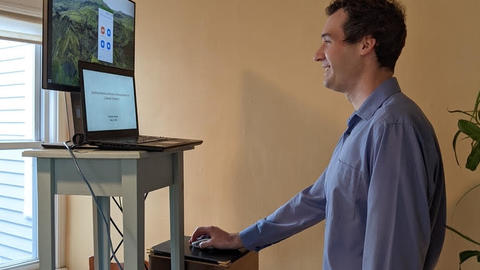 Solomon virtually defending his thesis